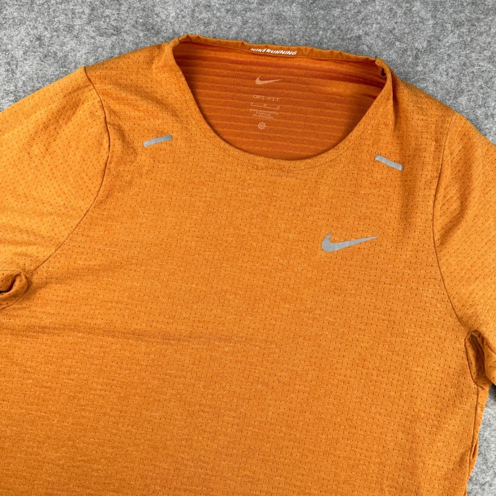 Nike Running Dri-FIT Rise 365 Orange Mesh T-Shirt Mens Medium CJ5420-815